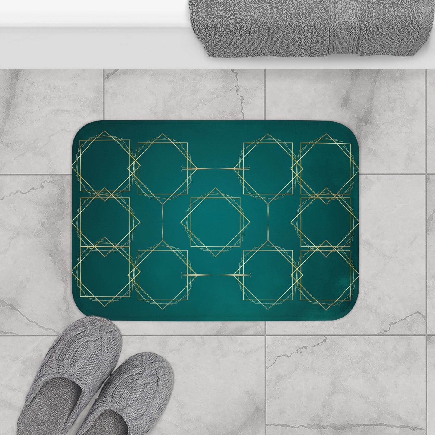 Gilded Elegance (Dark Teal) Bath Mat