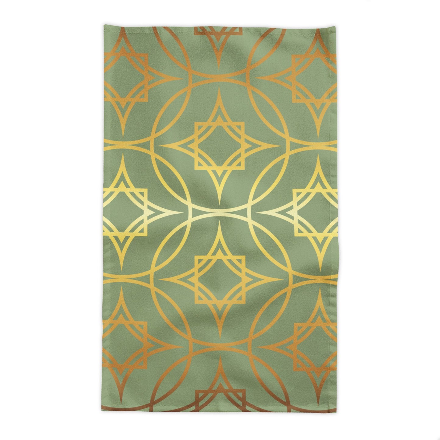 Gilded Geometric Tablecloth — Sage Green & Gold for Dining & Events