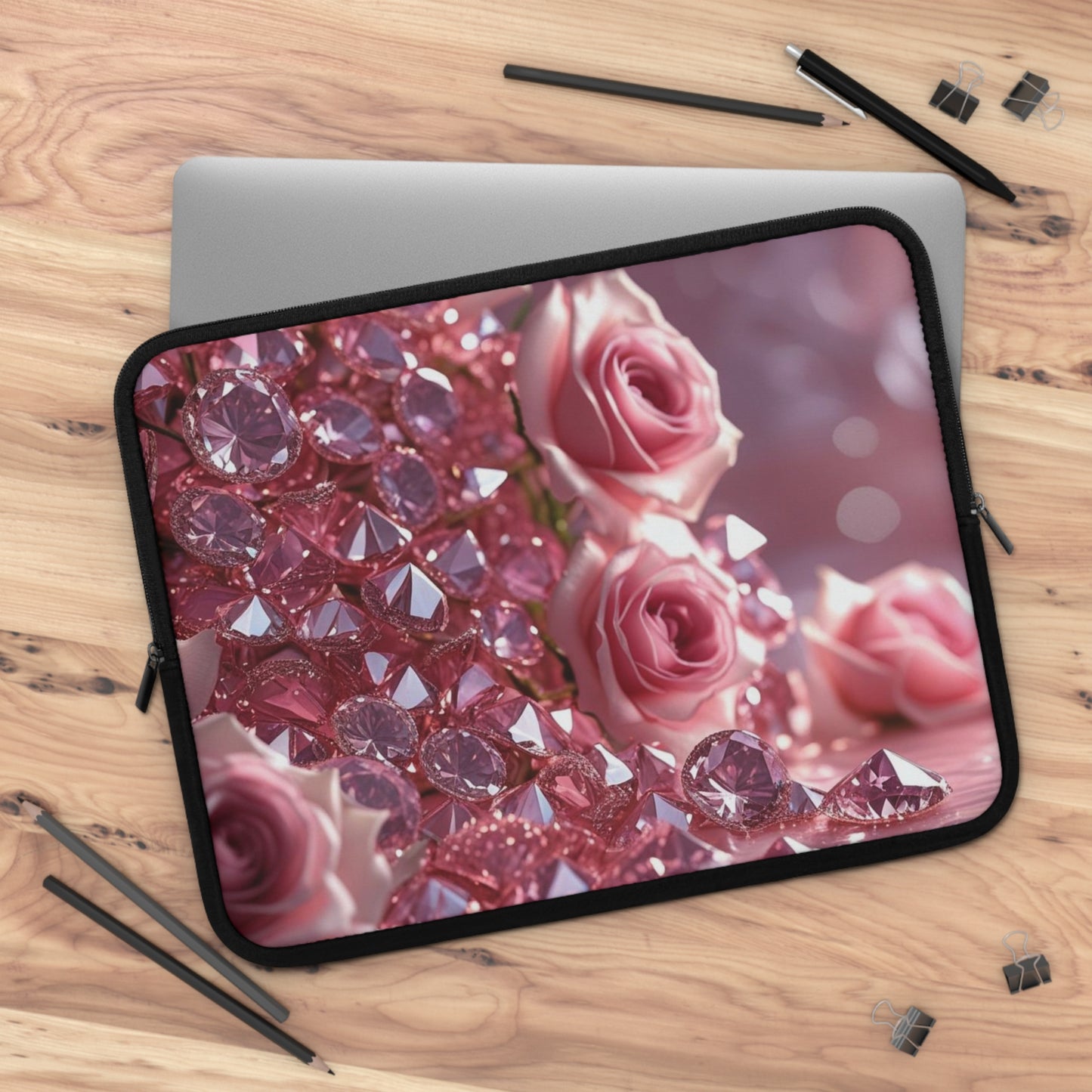 Pink Diamonds & Petals Laptop Sleeve