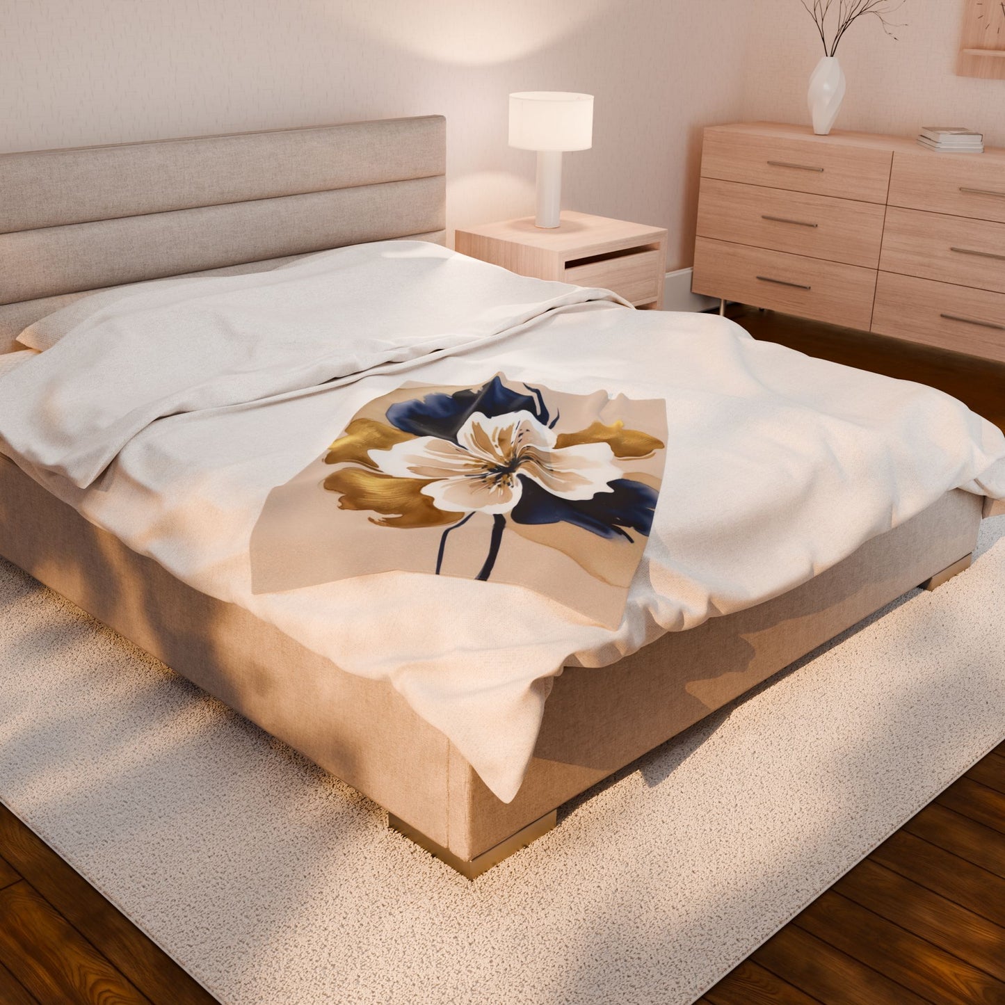 Abstract Floral Velveteen Plush Blanket