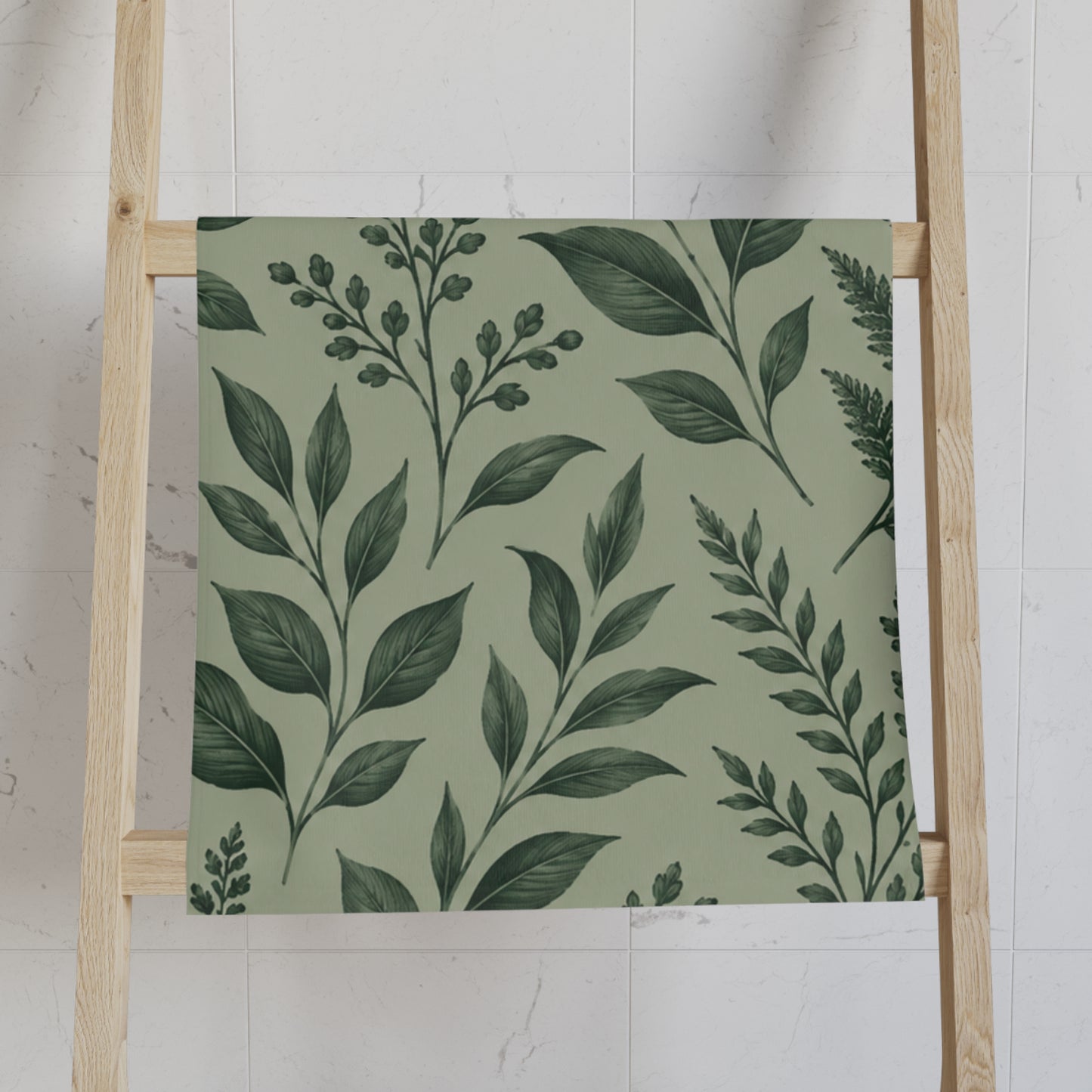Botanical Green Leaf Hand Towel — Green Foliage Kitchen & Bath Accent