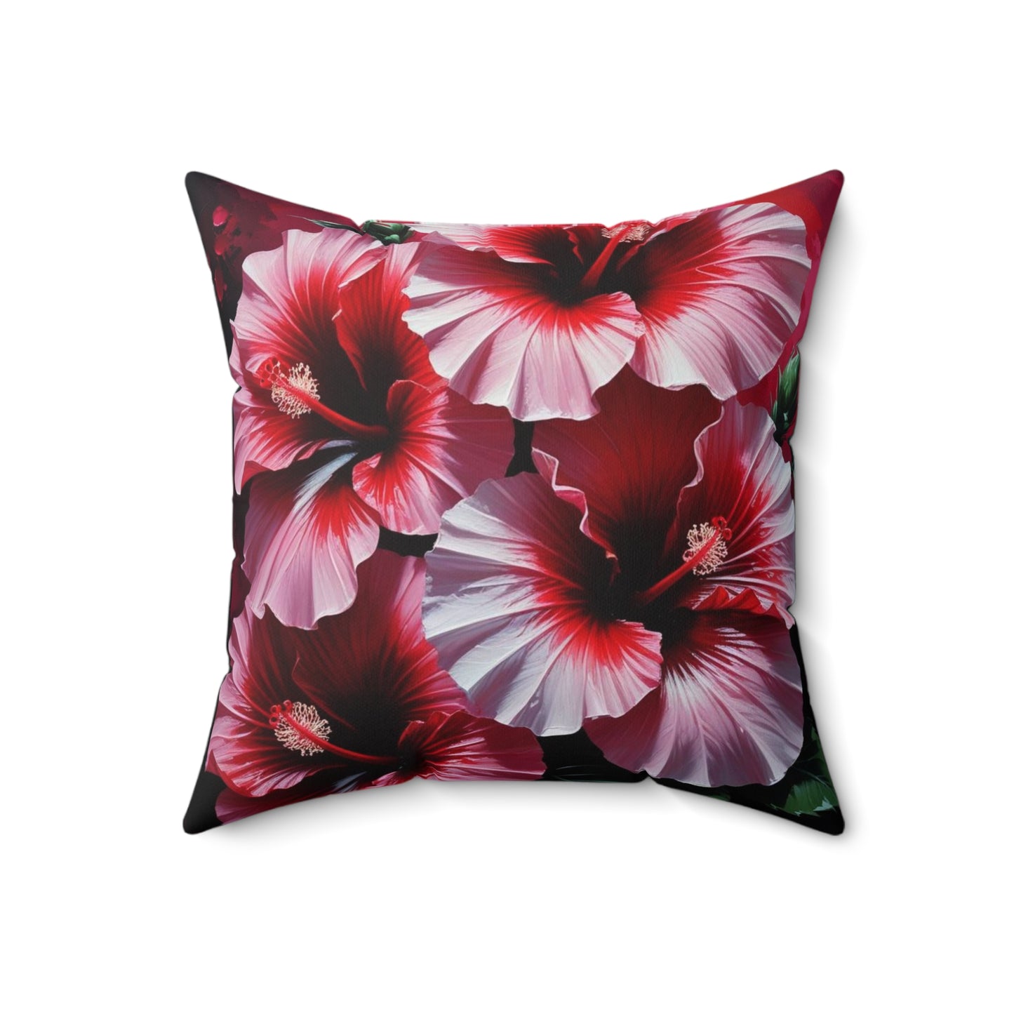Hibiscus Bloom Faux Suede Square Pillow