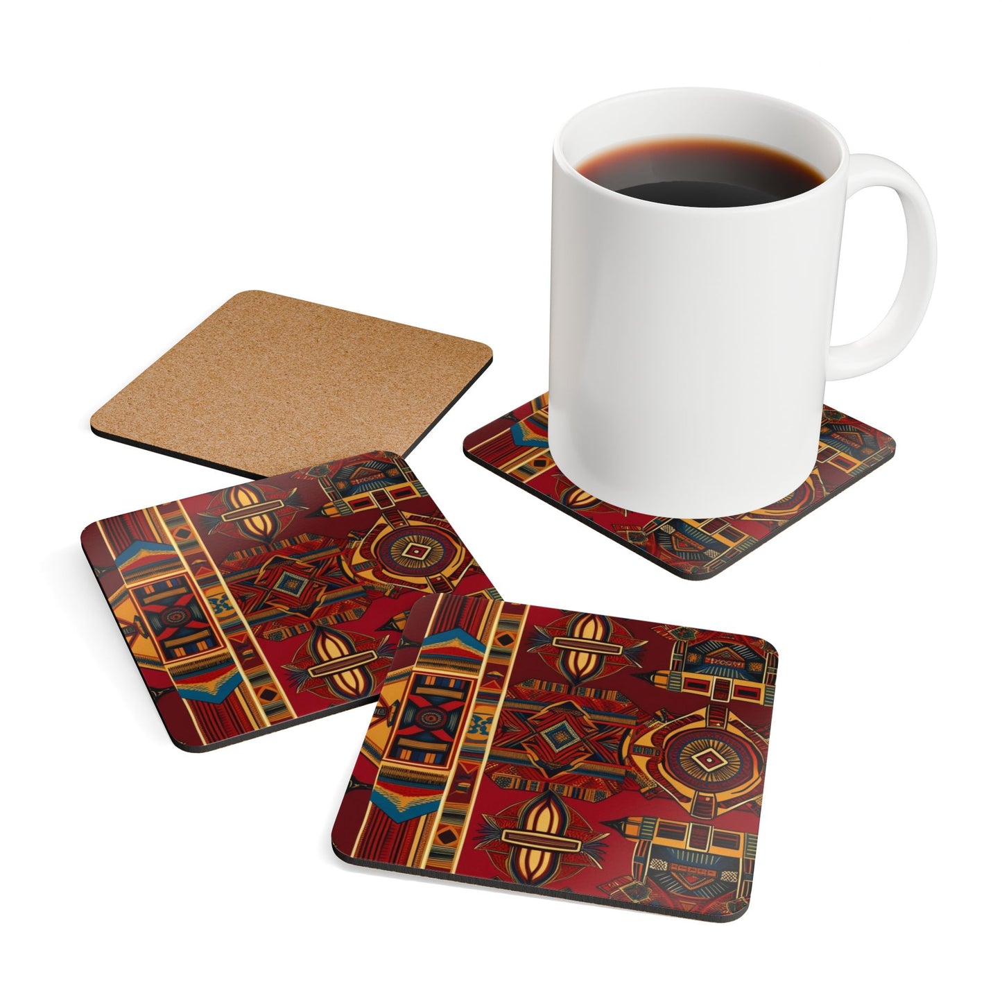 African Canvas 1 Corkwood Coaster Set