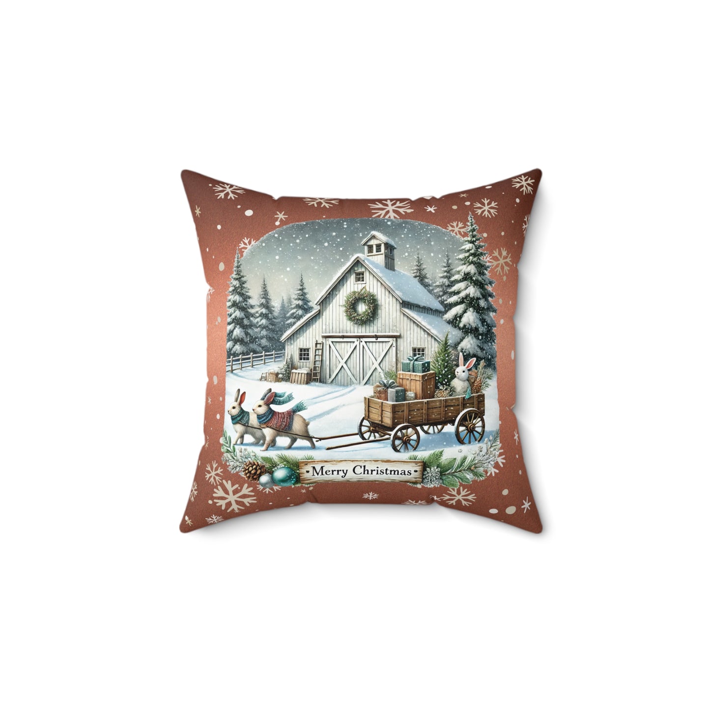 Merry Christmas 2 Spun Polyester Square Pillow