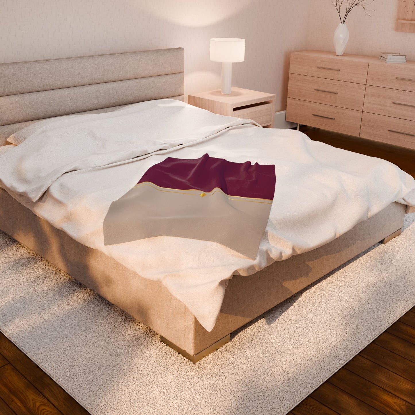 Fuchsia and Taupe Haven Velveteen Plush Blanket