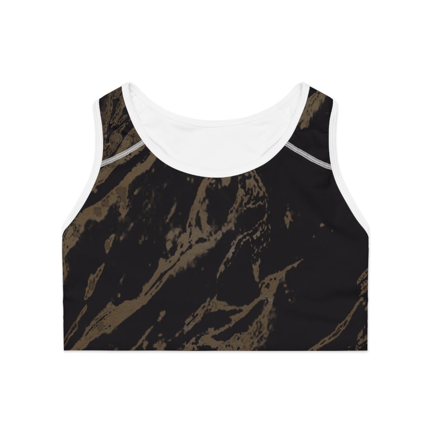 Black & Gold Sports Bra (AOP)
