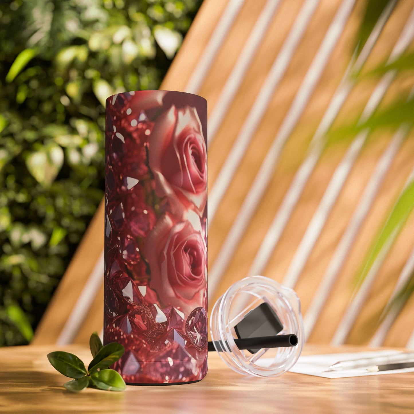 Pink Diamonds & Petals Maars Maker Skinny Matte Tumbler, 20oz