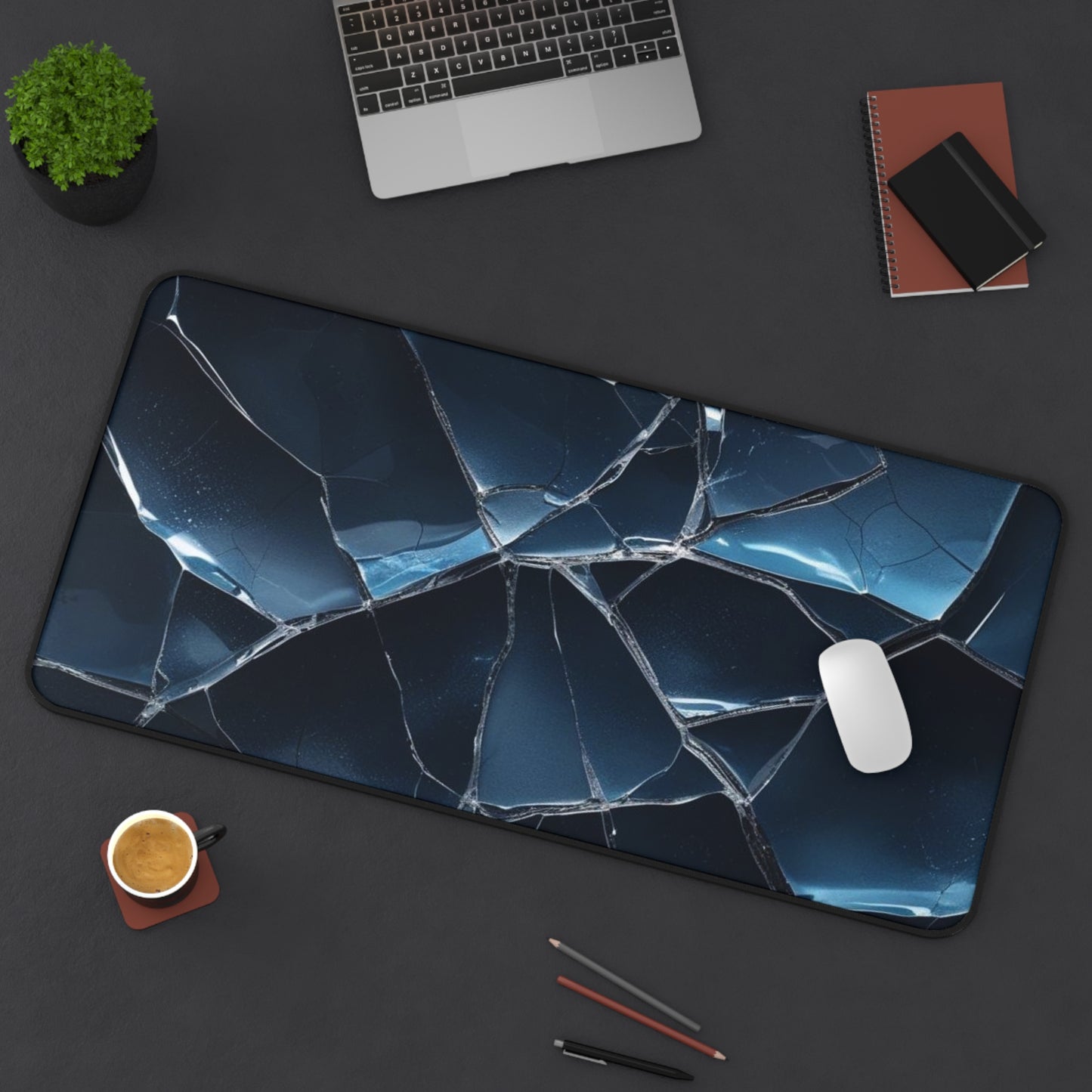 Crack'd (Dark Blue) Desk Mat