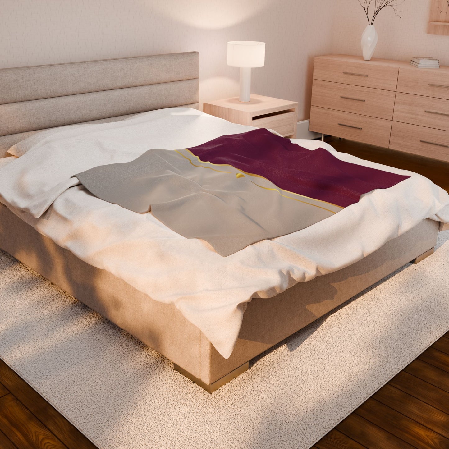 Fuchsia and Taupe Haven Velveteen Plush Blanket
