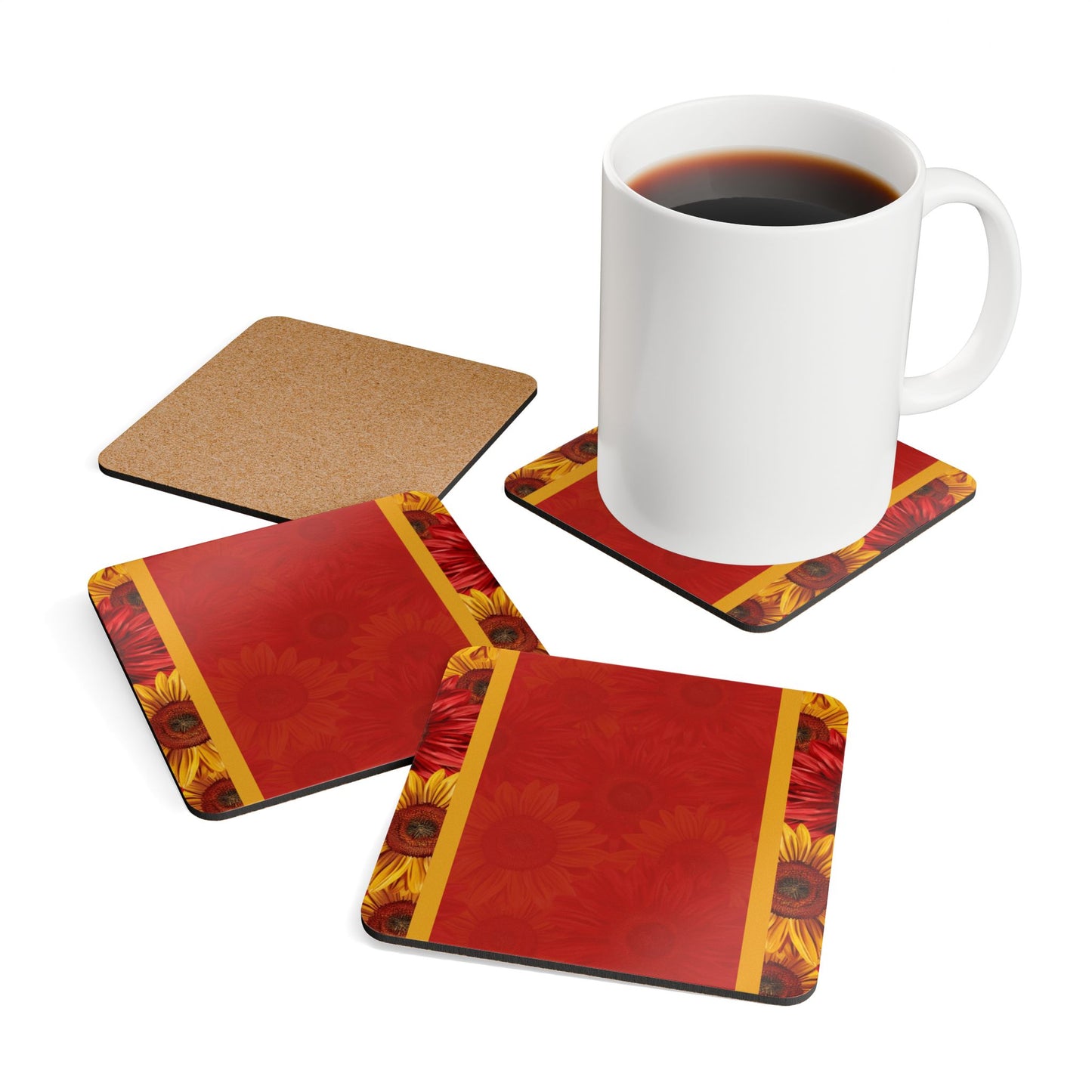 Crimson Gold Corkwood Coaster Set