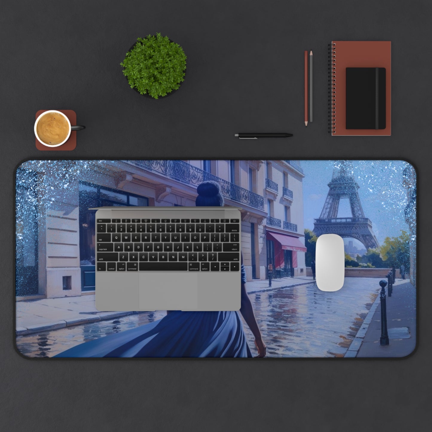 Parisian Stroll (Blue Gown) Desk Mat