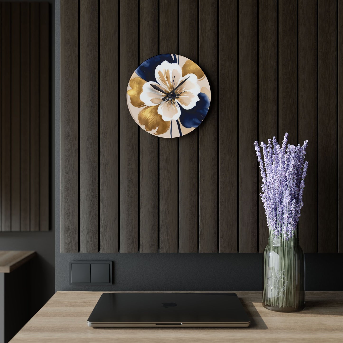 Abstract Floral Acrylic Wall Clock