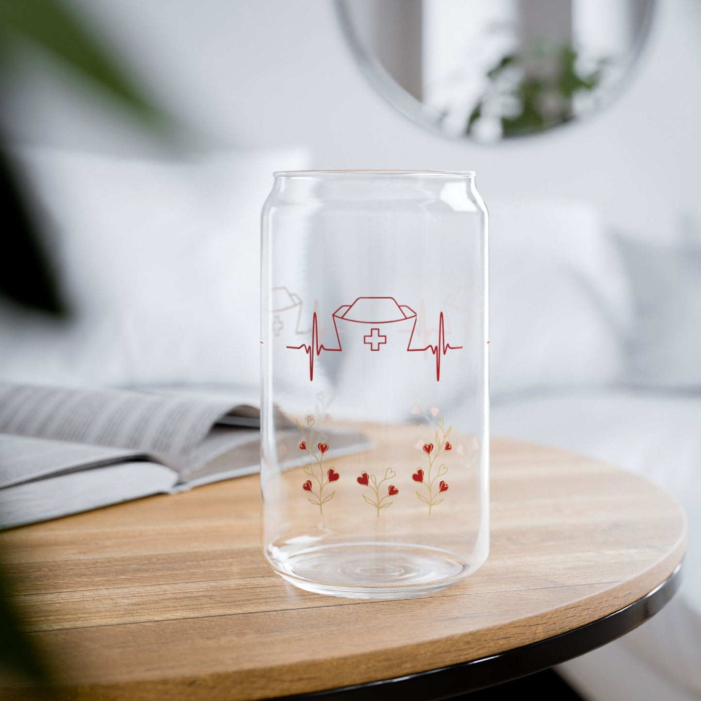 Nurse Heartbeat Sipper Glass, 16oz