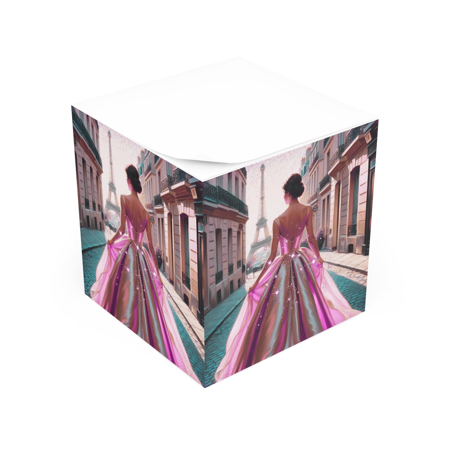 Parisian Stroll (Pink Gown) Note Cube