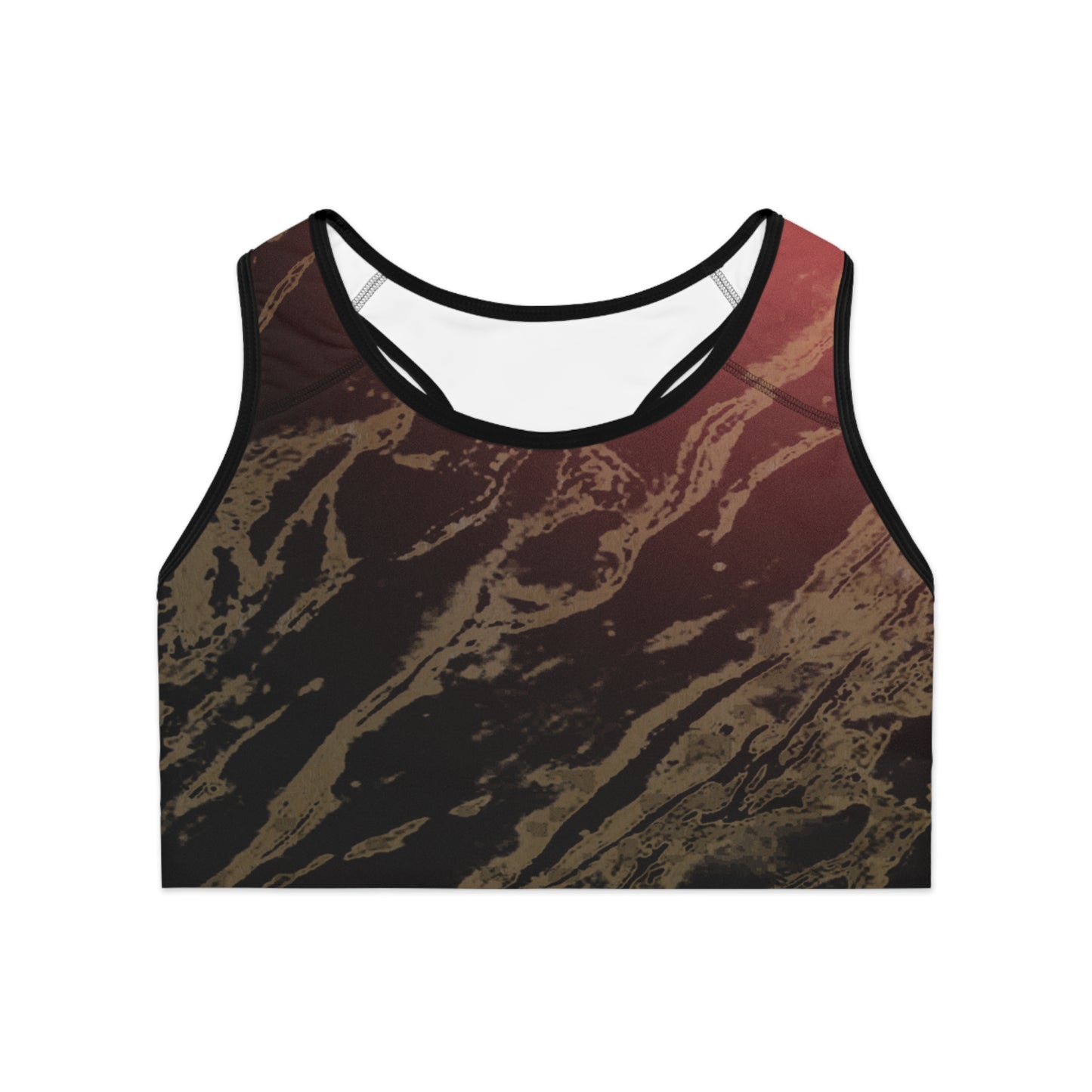 Dark Sienna/Gold Sports Bra (AOP)