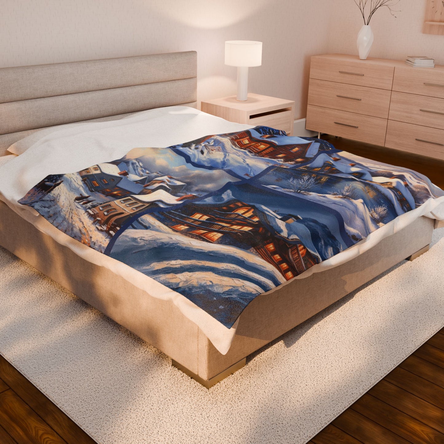 Scenes of Winter Velveteen Plush Blanket
