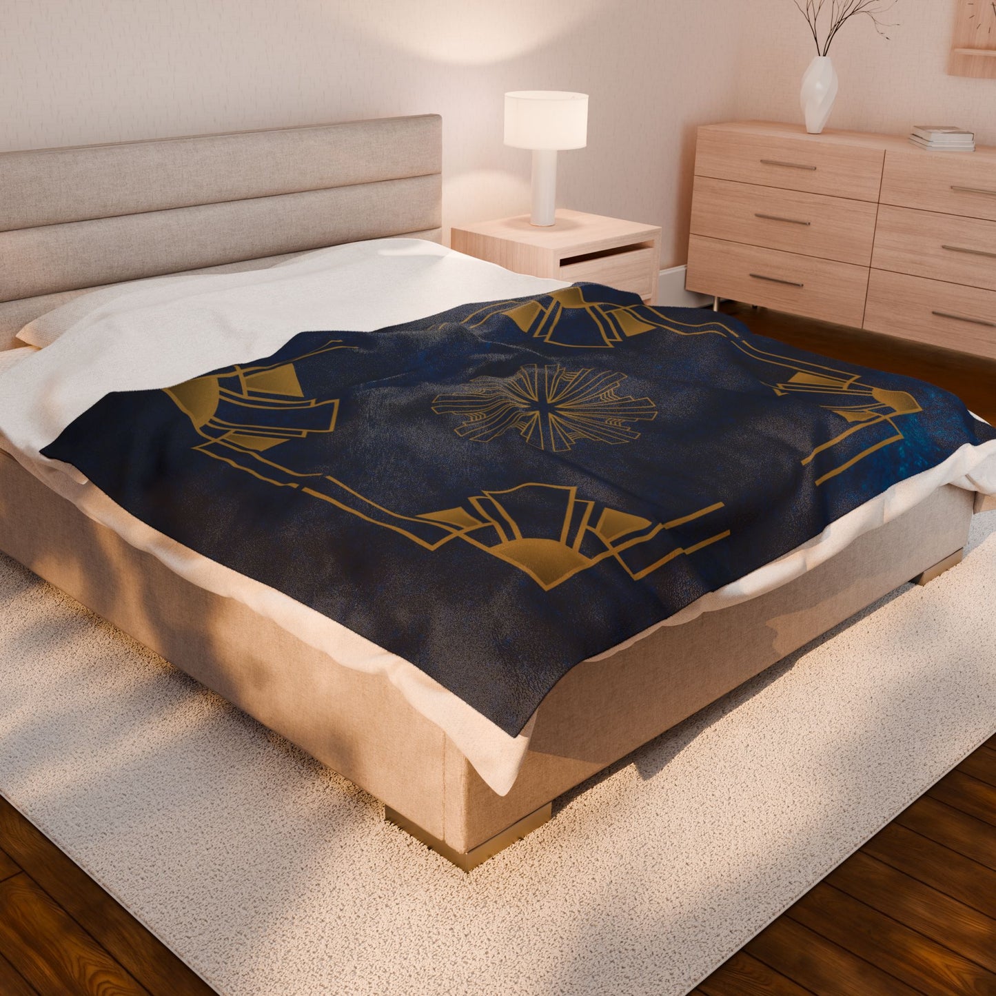 Midnight Luxe (Cobalt Blue) Velveteen Plush Blanket
