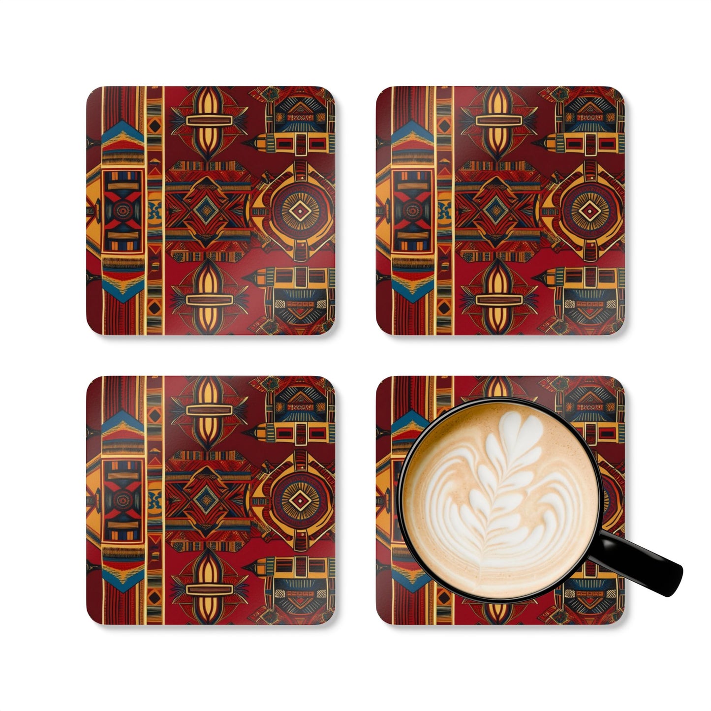 African Canvas 1 Corkwood Coaster Set