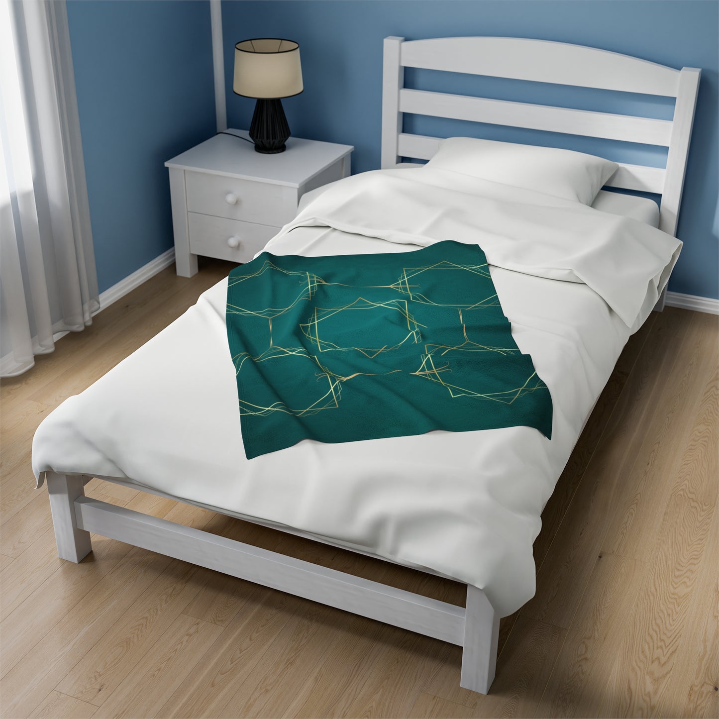 Gilded Elegance (Dark Teal) Velveteen Plush Blanket