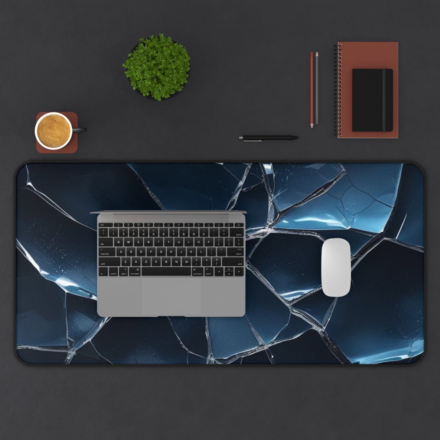 Crack'd (Dark Blue) Desk Mat