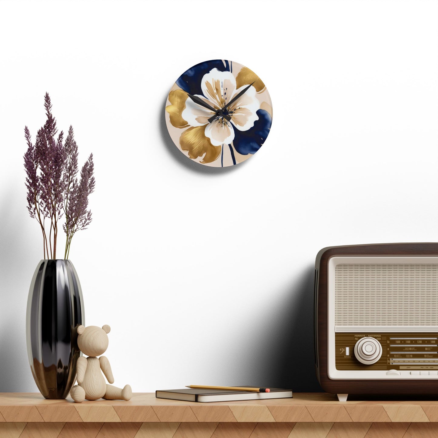 Abstract Floral Acrylic Wall Clock