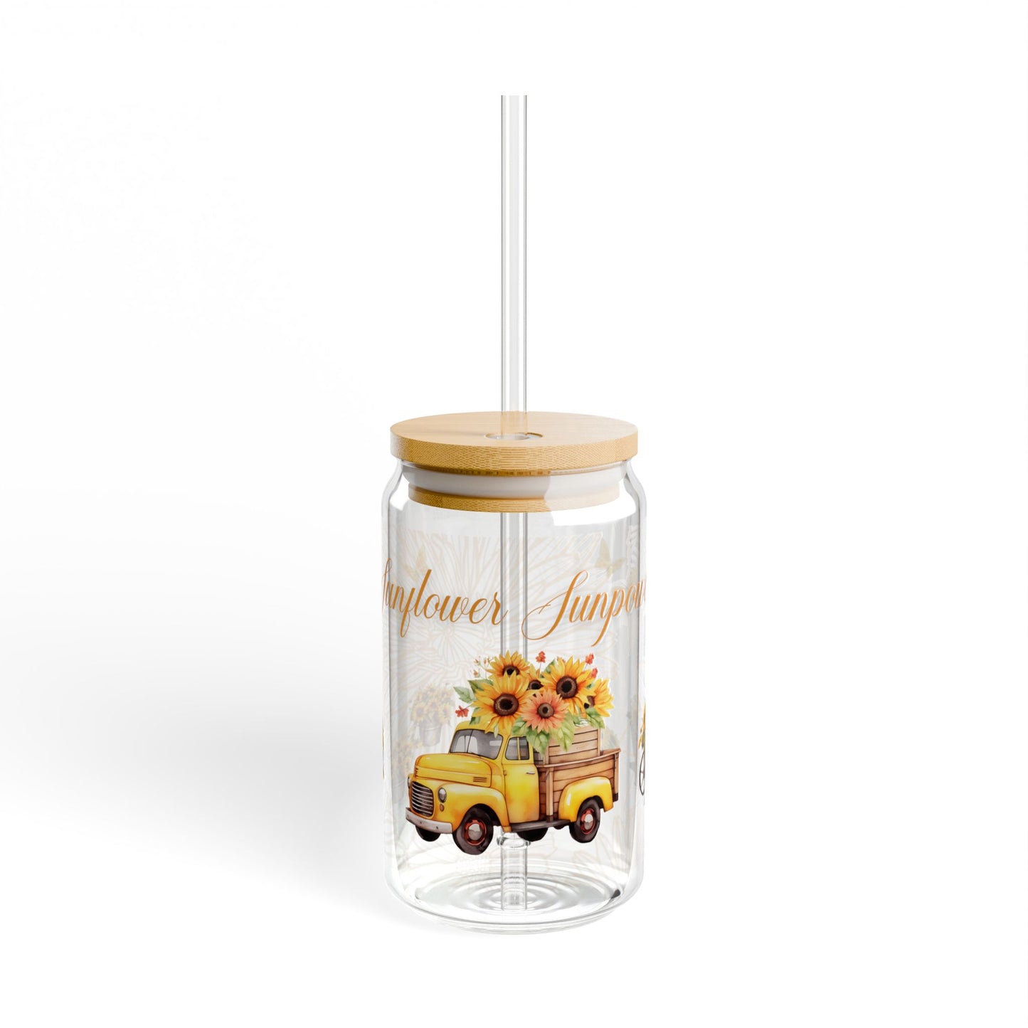 Sunflower Sunpower Sipper Glass, 16oz