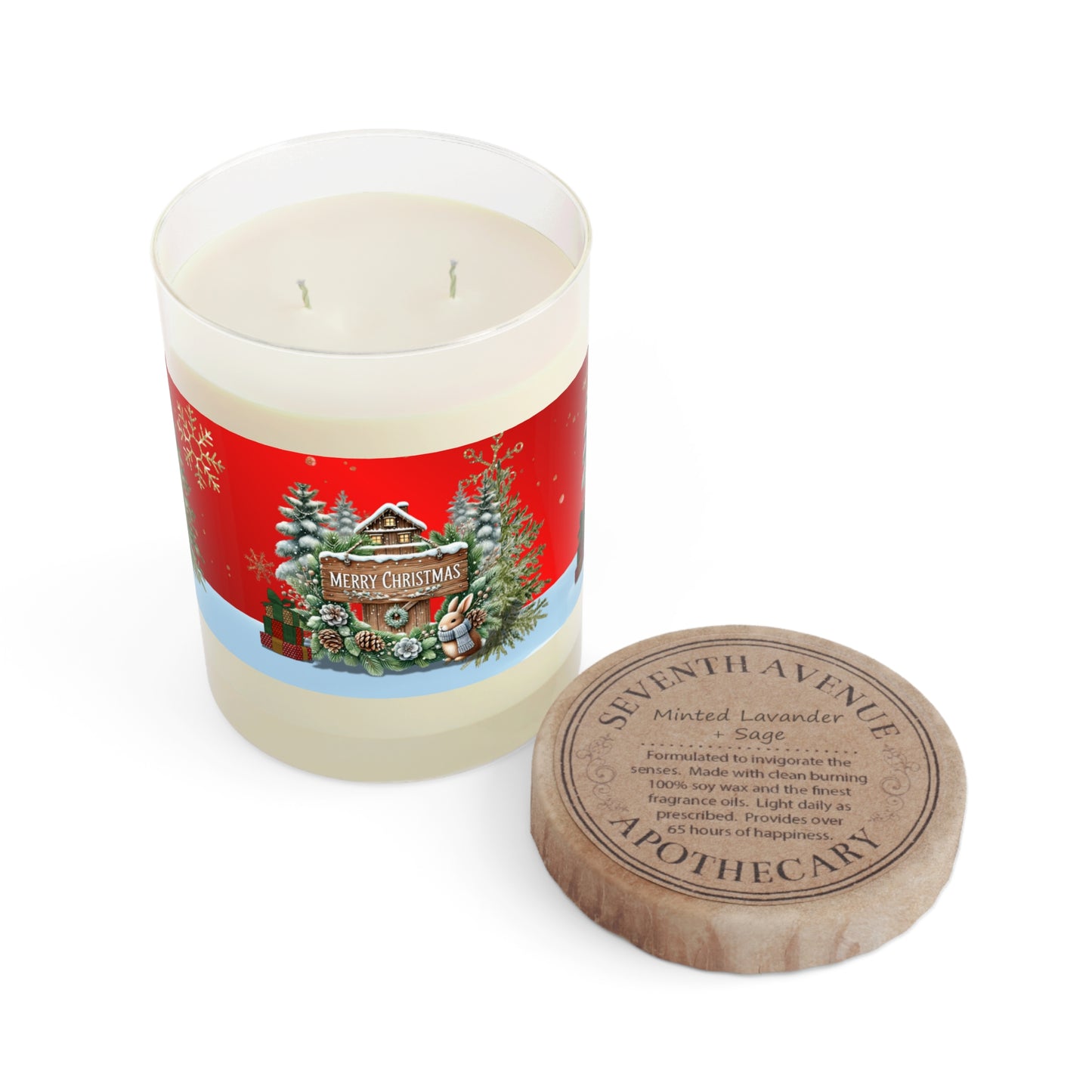 Merry Christmas Scented Candle - Full Glass, 11oz
