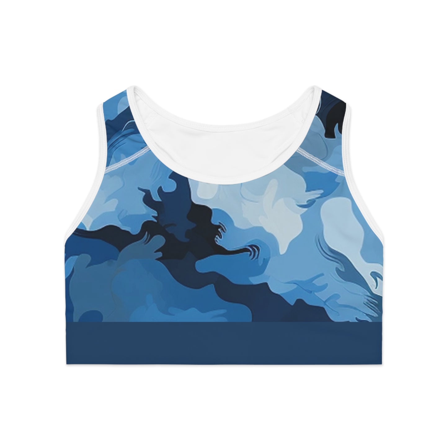Blue/Gray Camo Sports Bra (AOP)