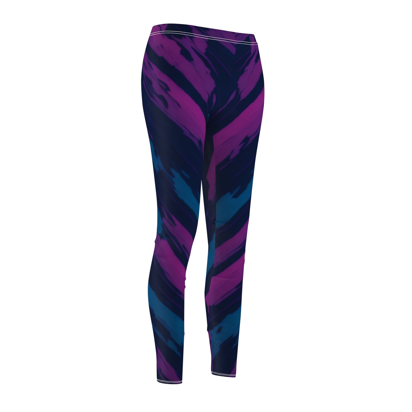 Pink/Blue Women's Cut & Sew Casual Leggings (AOP)