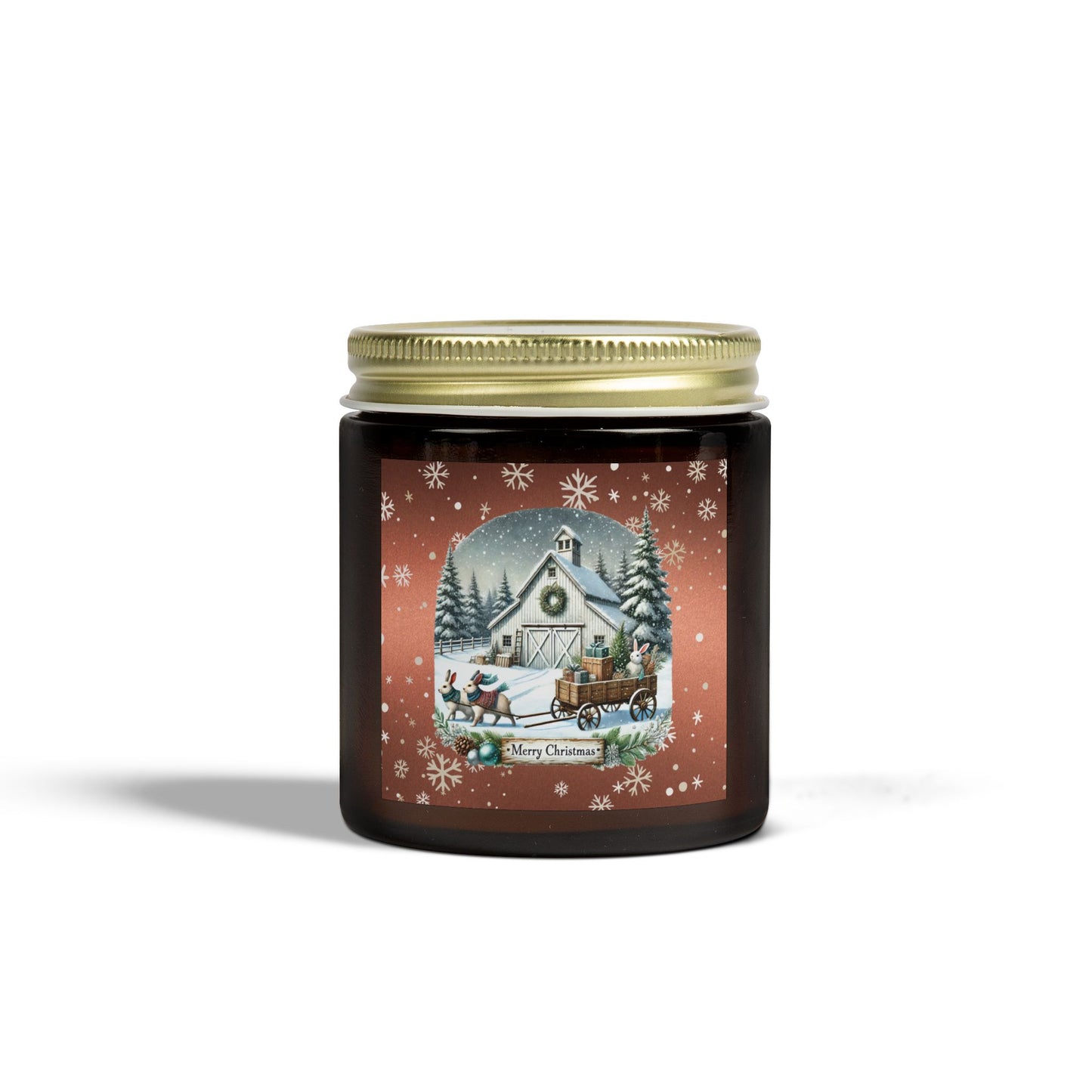 Merry Christmas 2 Scented Candles, Coconut Apricot Wax (4oz, 9oz)
