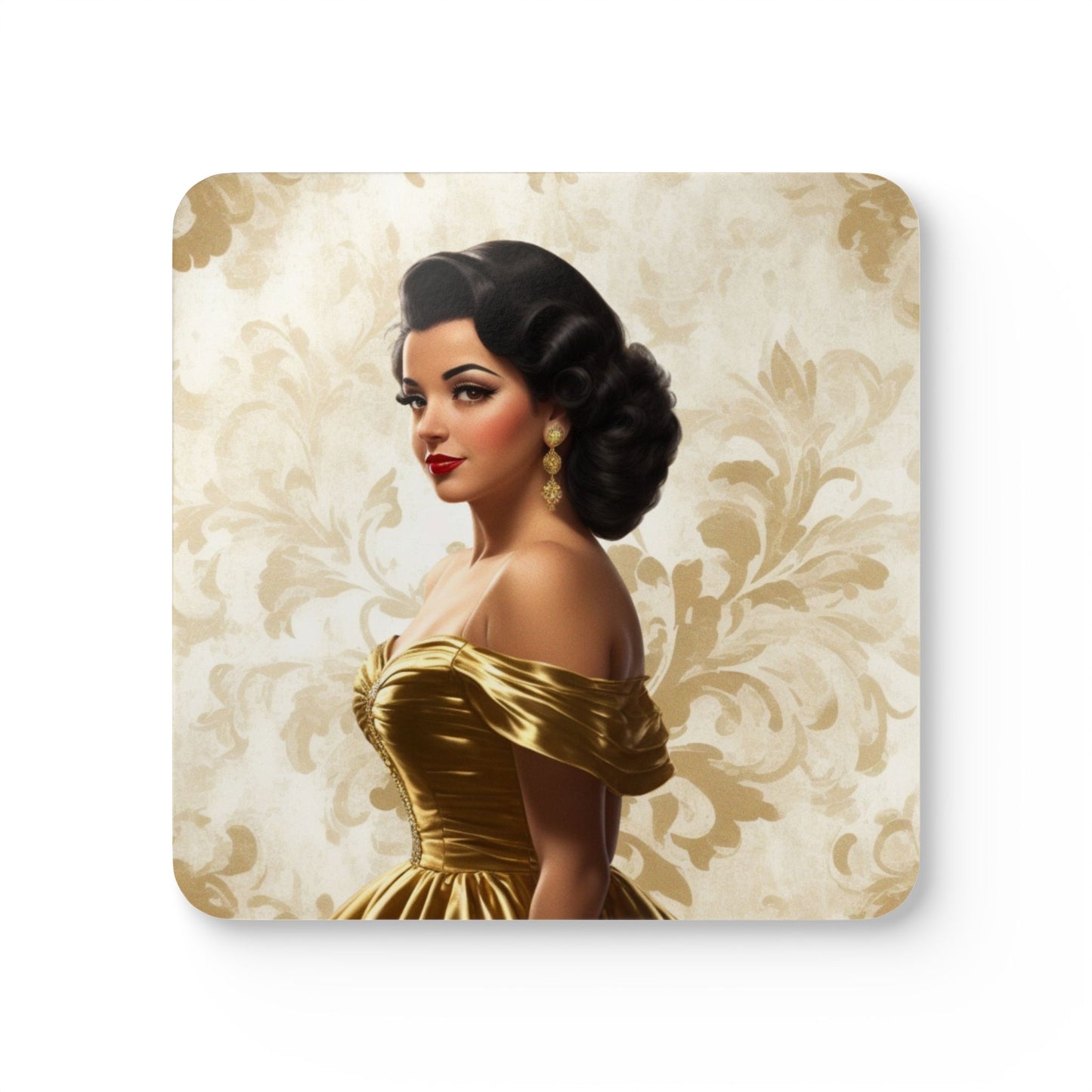 Retro Glam Girls "Ana Maria" Corkwood Coaster Set