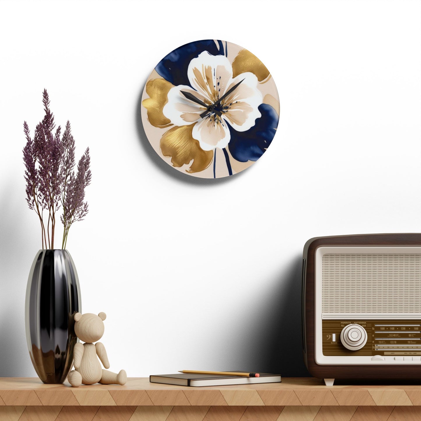 Abstract Floral Acrylic Wall Clock