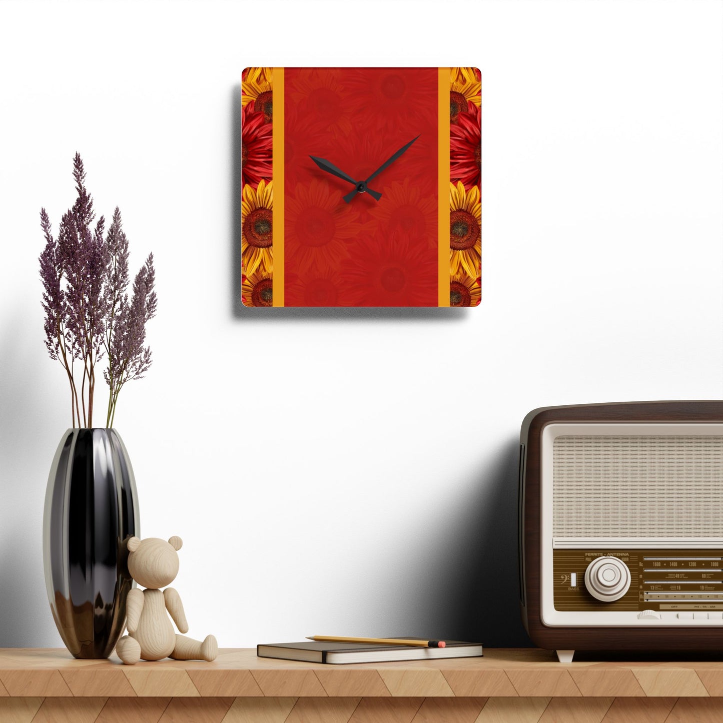 Crimson Gold Acrylic Wall Clock
