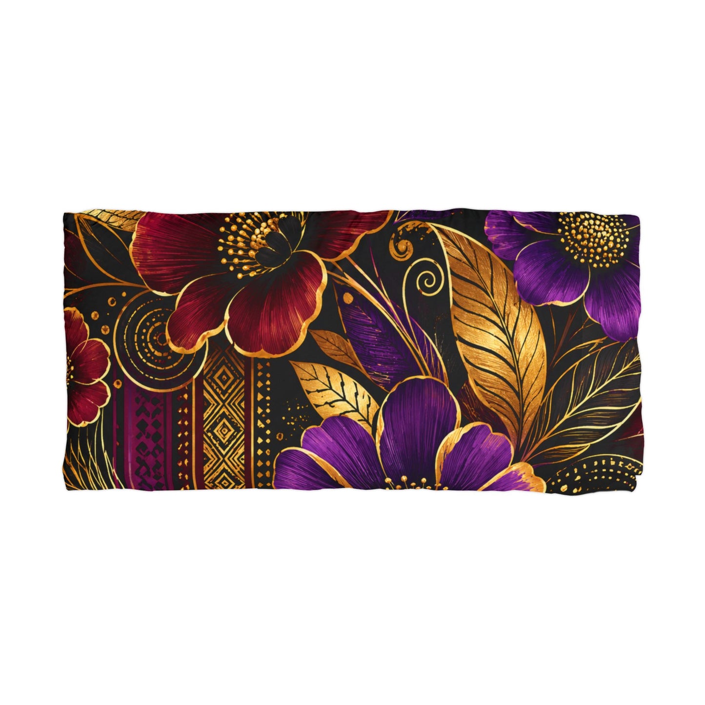Zuri Garden Luxe Pillowcase — Purple & Gold Botanical Microfiber