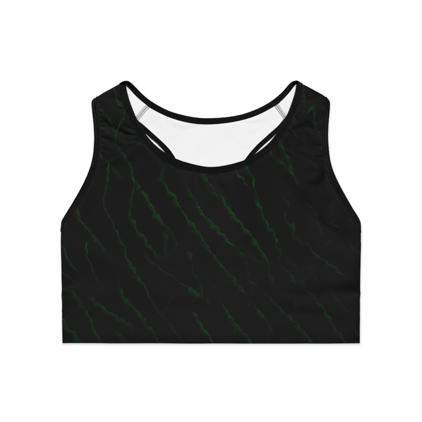Black/Green Sports Bra (AOP)