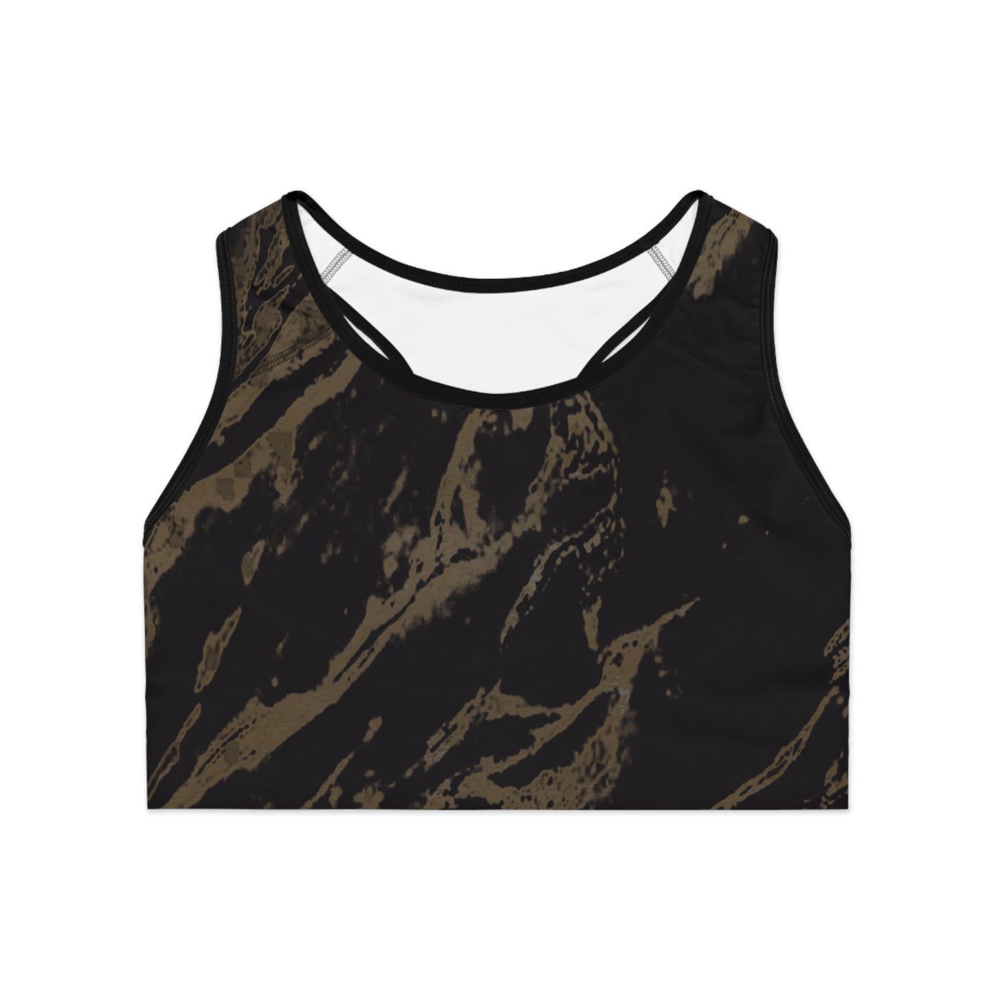 Black & Gold Sports Bra (AOP)