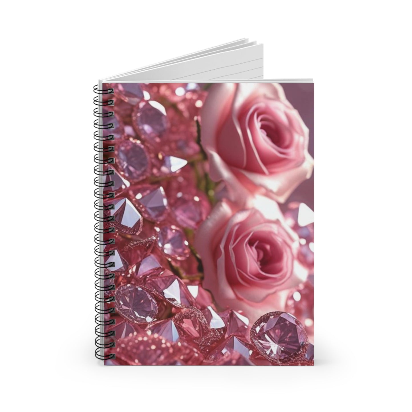 Pink Diamond & Petals Spiral Notebook - Ruled Line