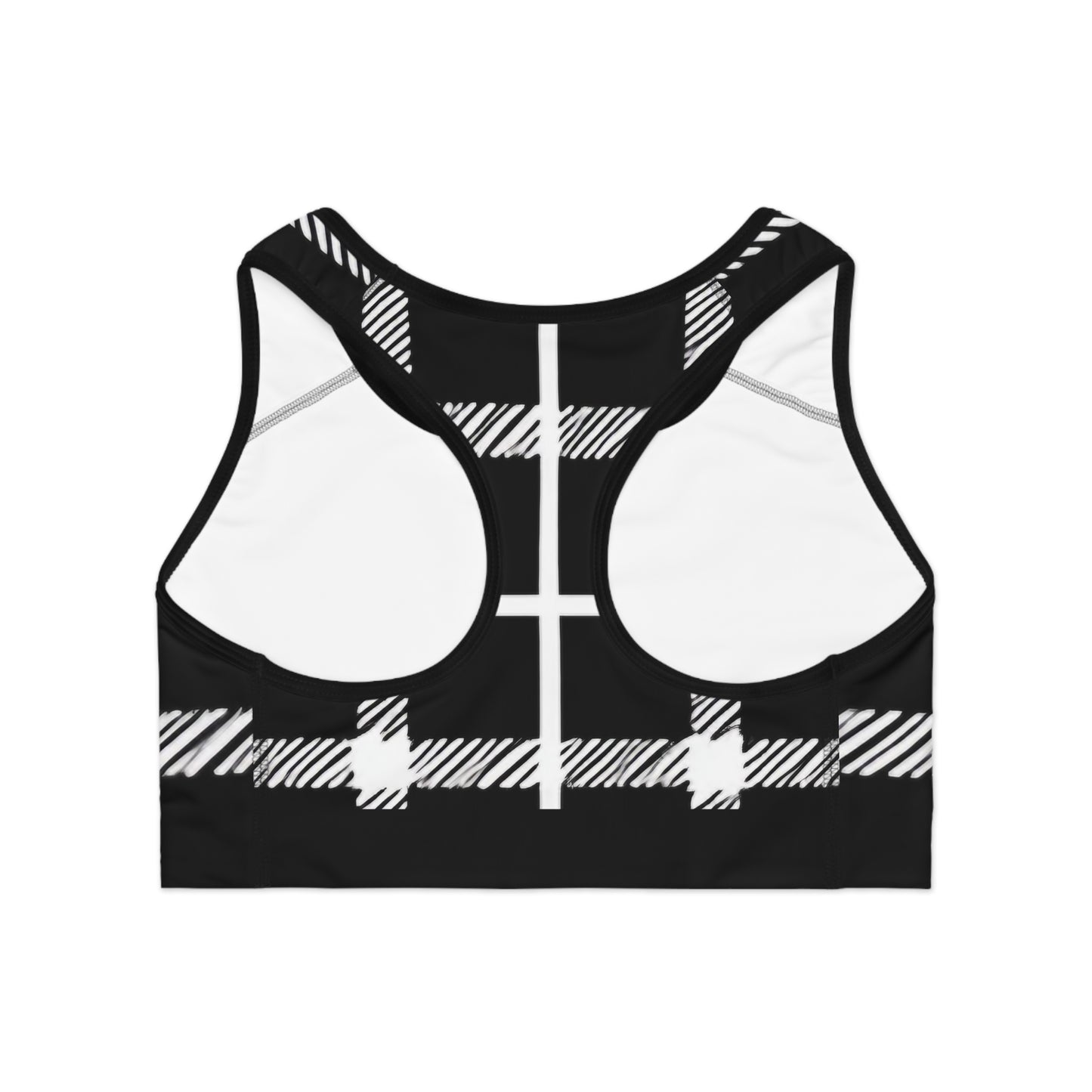 Black/White Plaid Sports Bra (AOP)