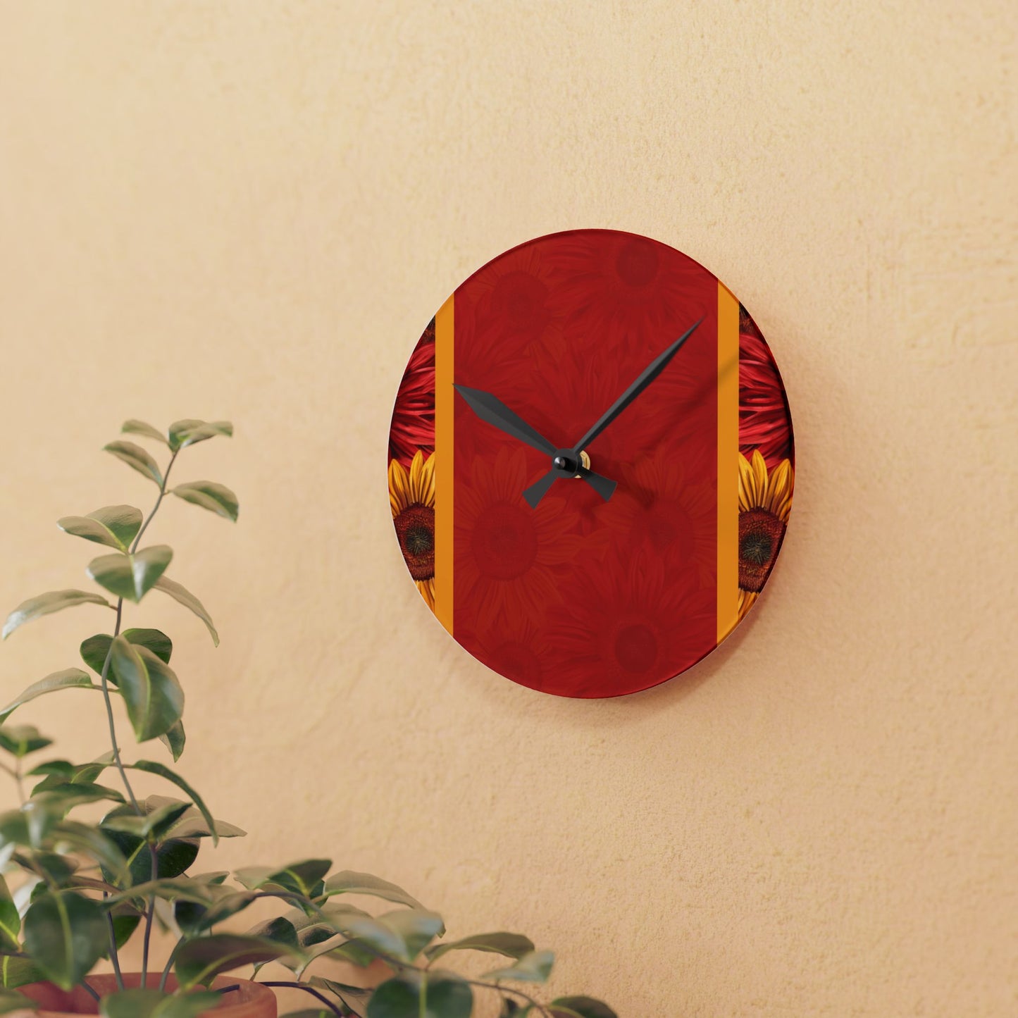 Crimson Gold Acrylic Wall Clock