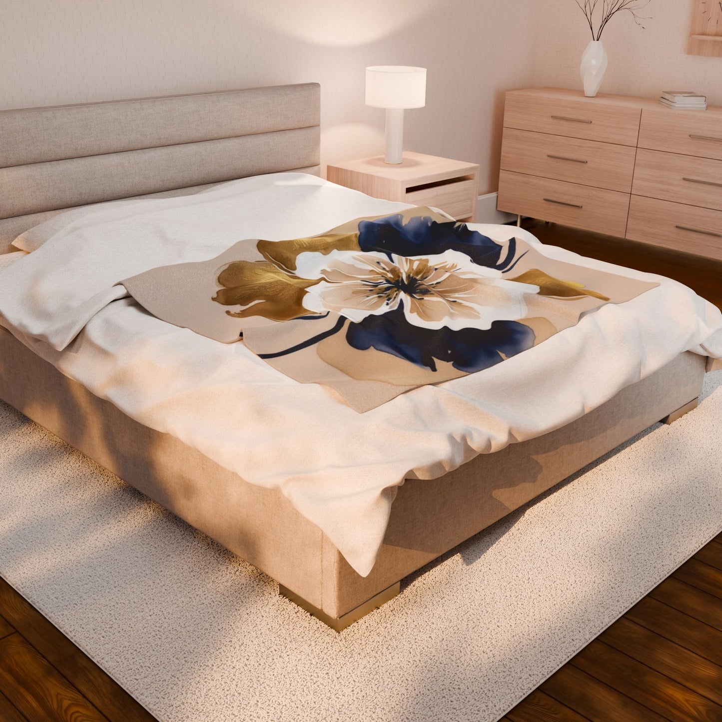 Abstract Floral Velveteen Plush Blanket