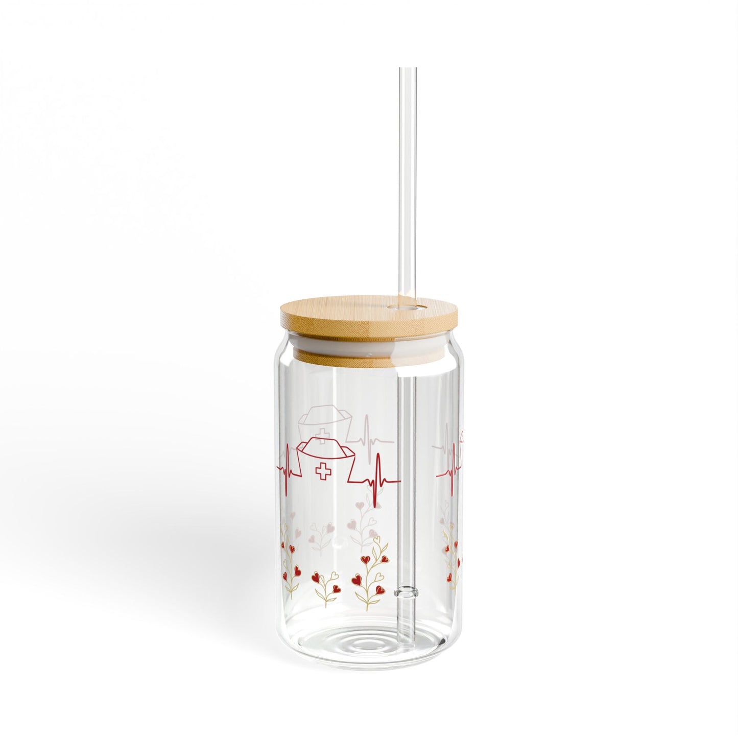 Nurse Heartbeat Sipper Glass, 16oz