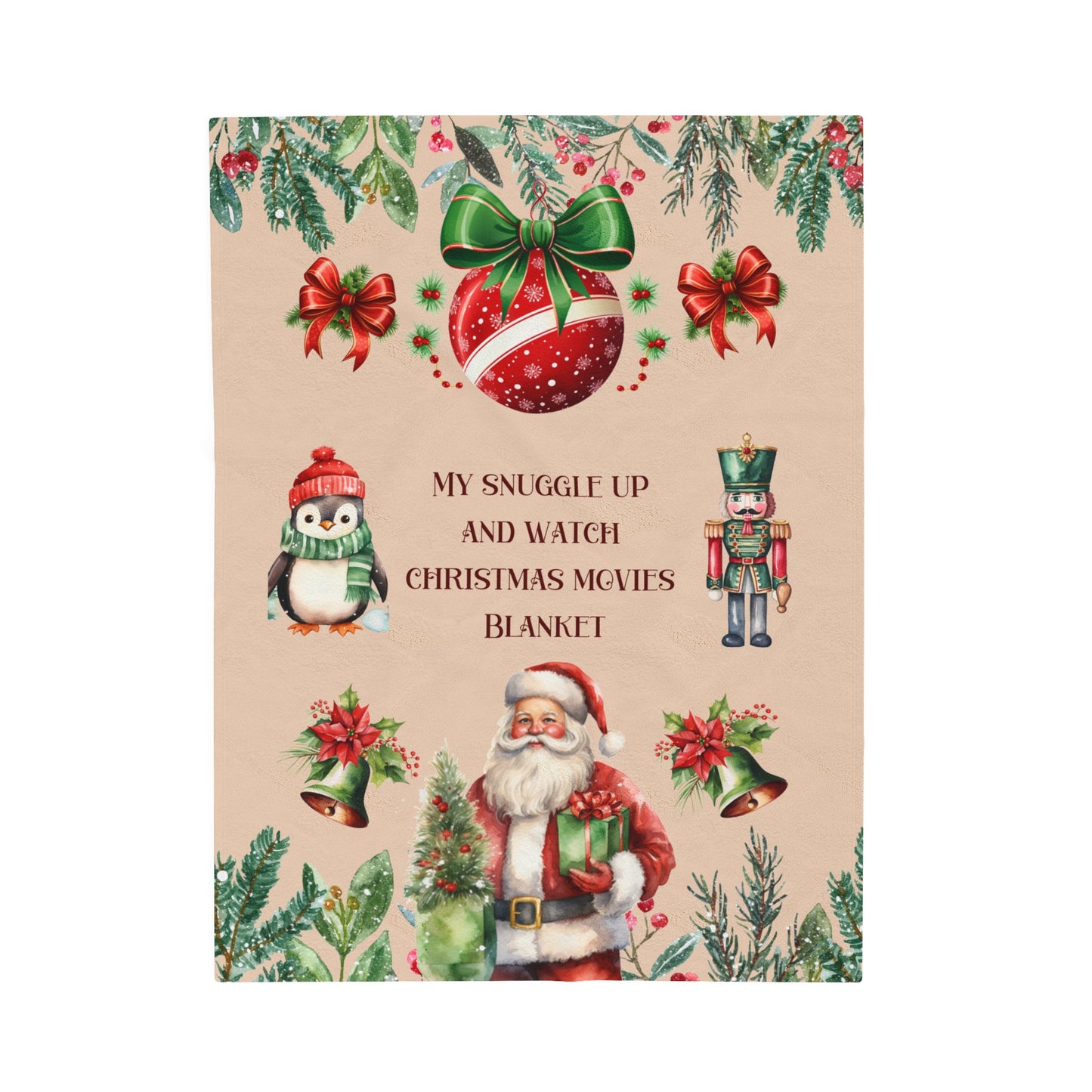 Christmas Movie Watching Velveteen Plush Blanket