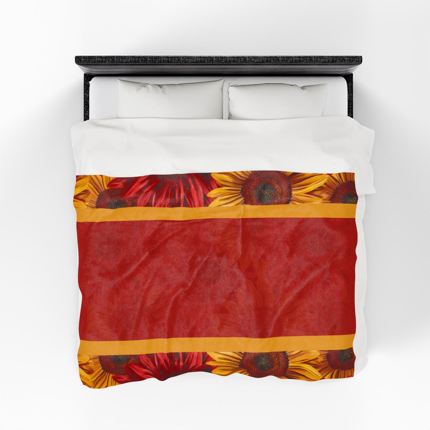 Crimson Gold Velveteen Plush Blanket