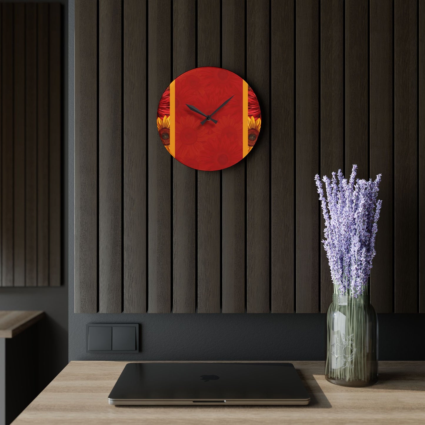 Crimson Gold Acrylic Wall Clock