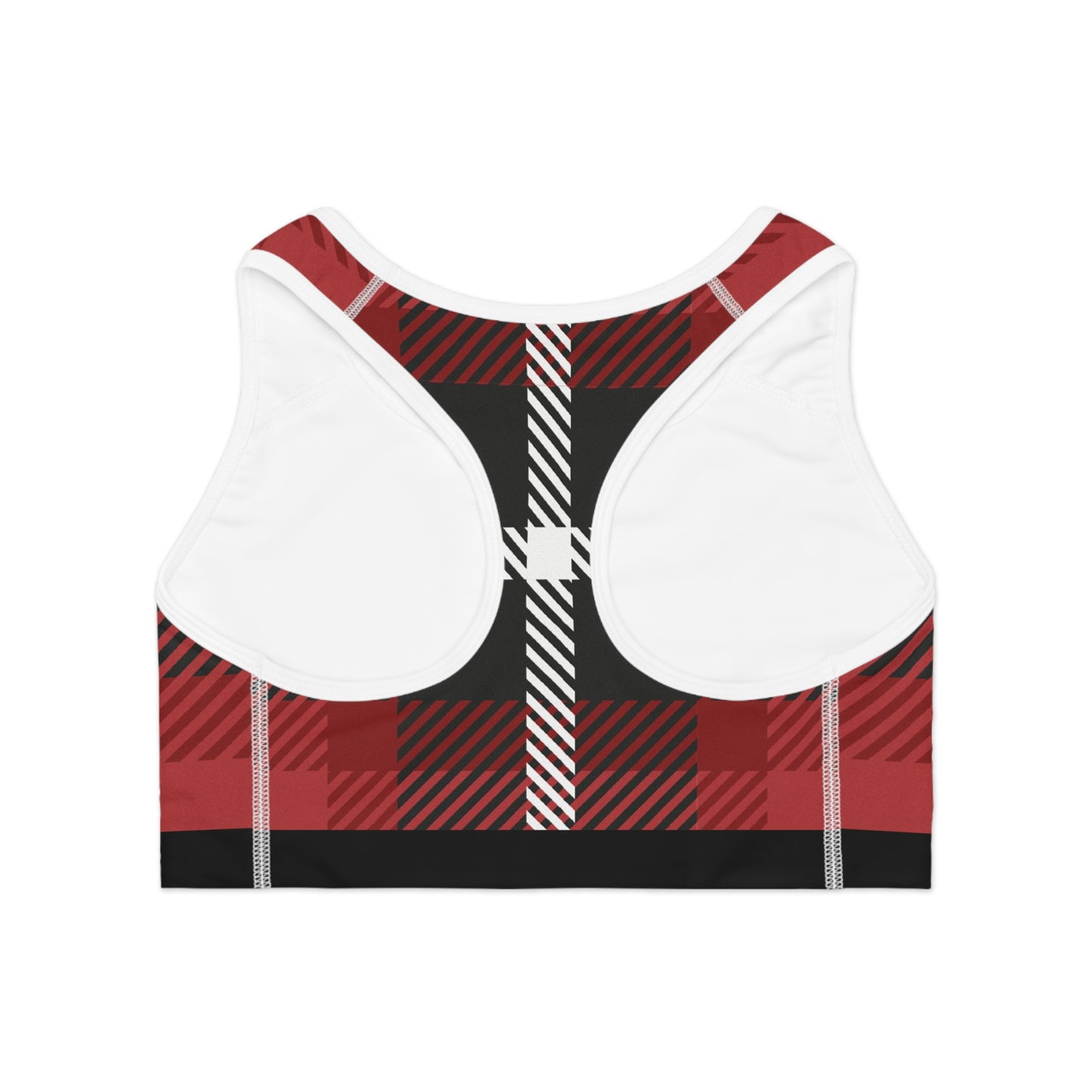 Red/Black Plaid Sports Bra (AOP)