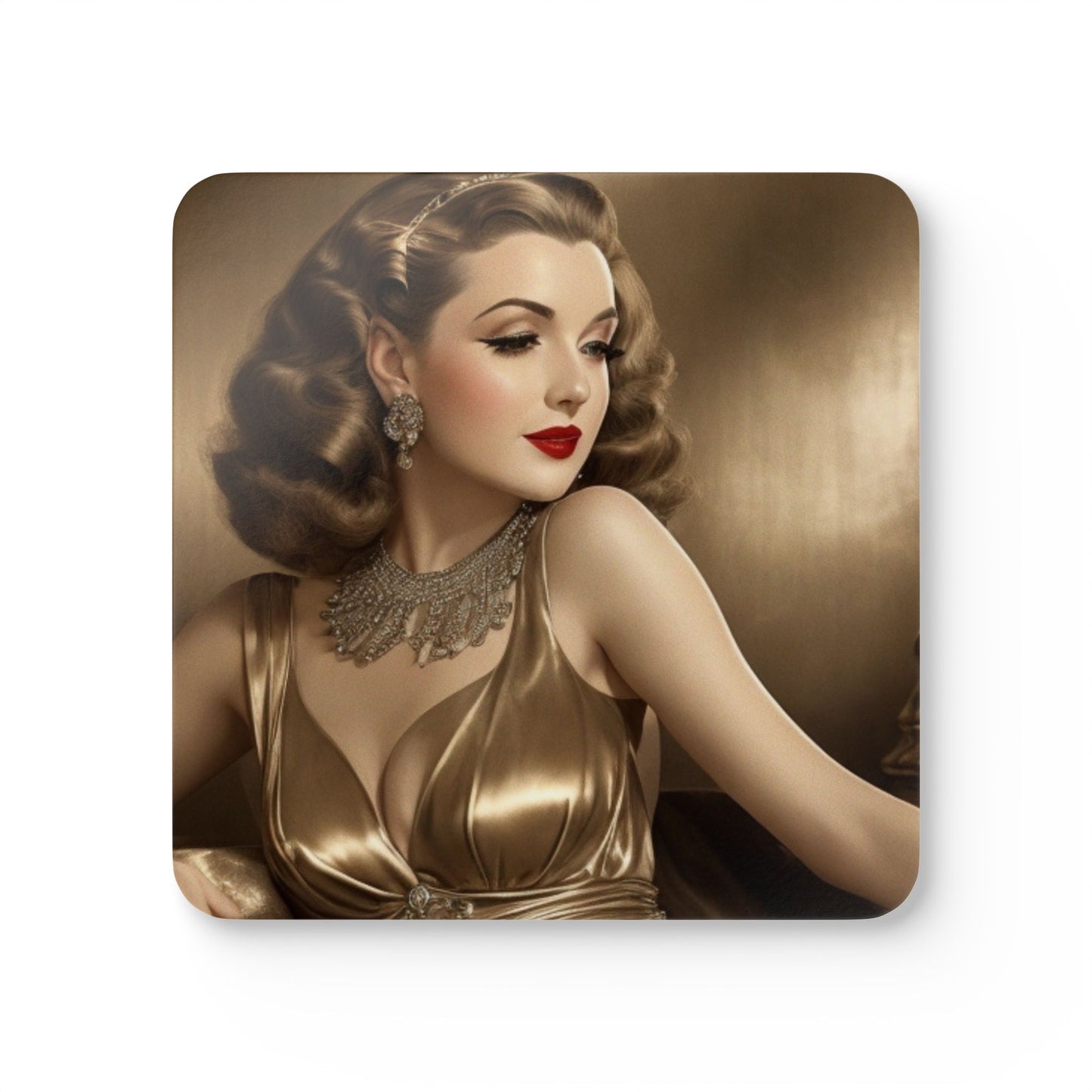 Retro Glam Girls "Ingrid" Corkwood Coaster Set