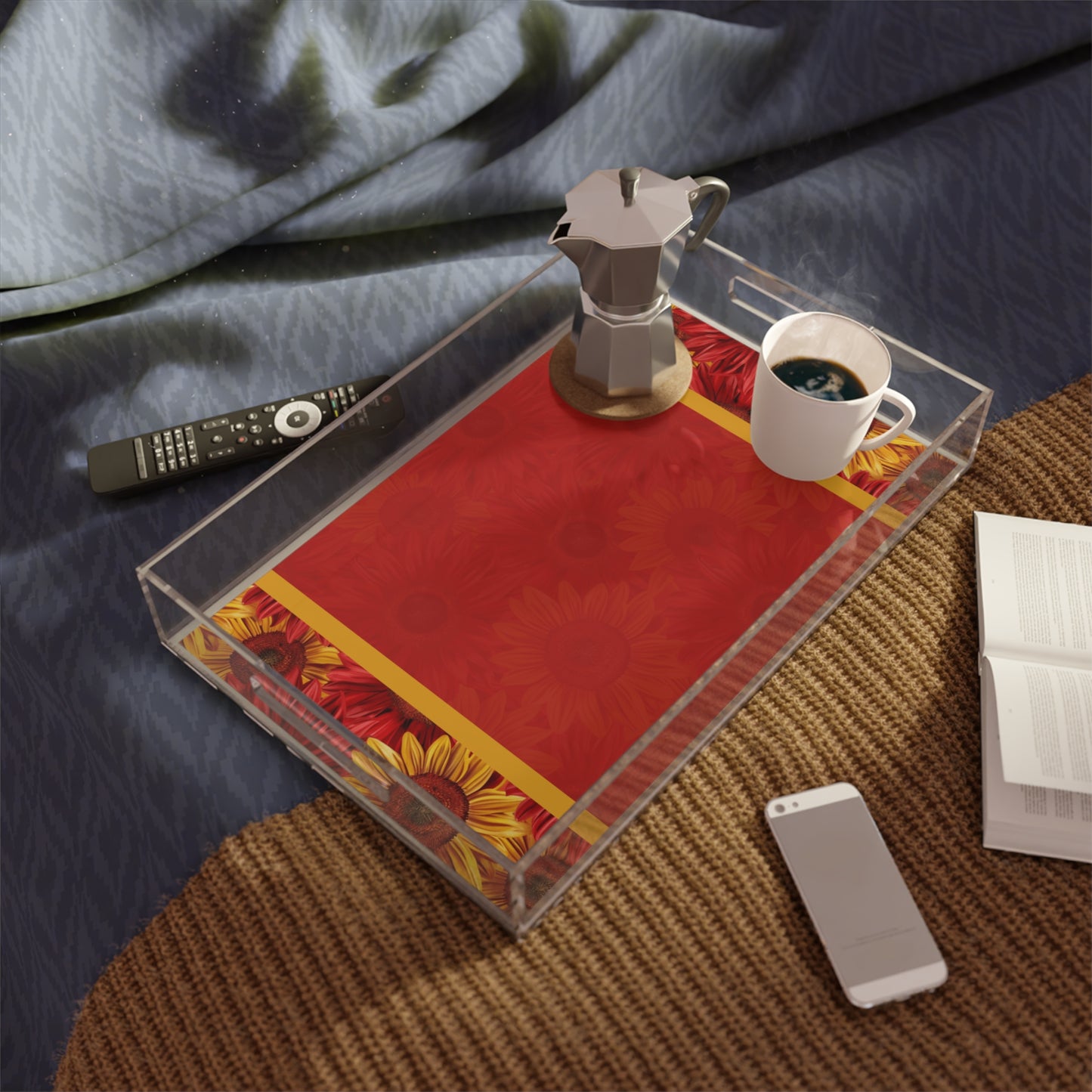 Crimson Gold Acrylic Serving Tray