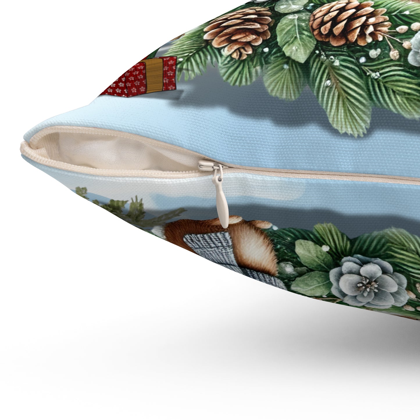Merry Christmas Spun Polyester Square Pillow