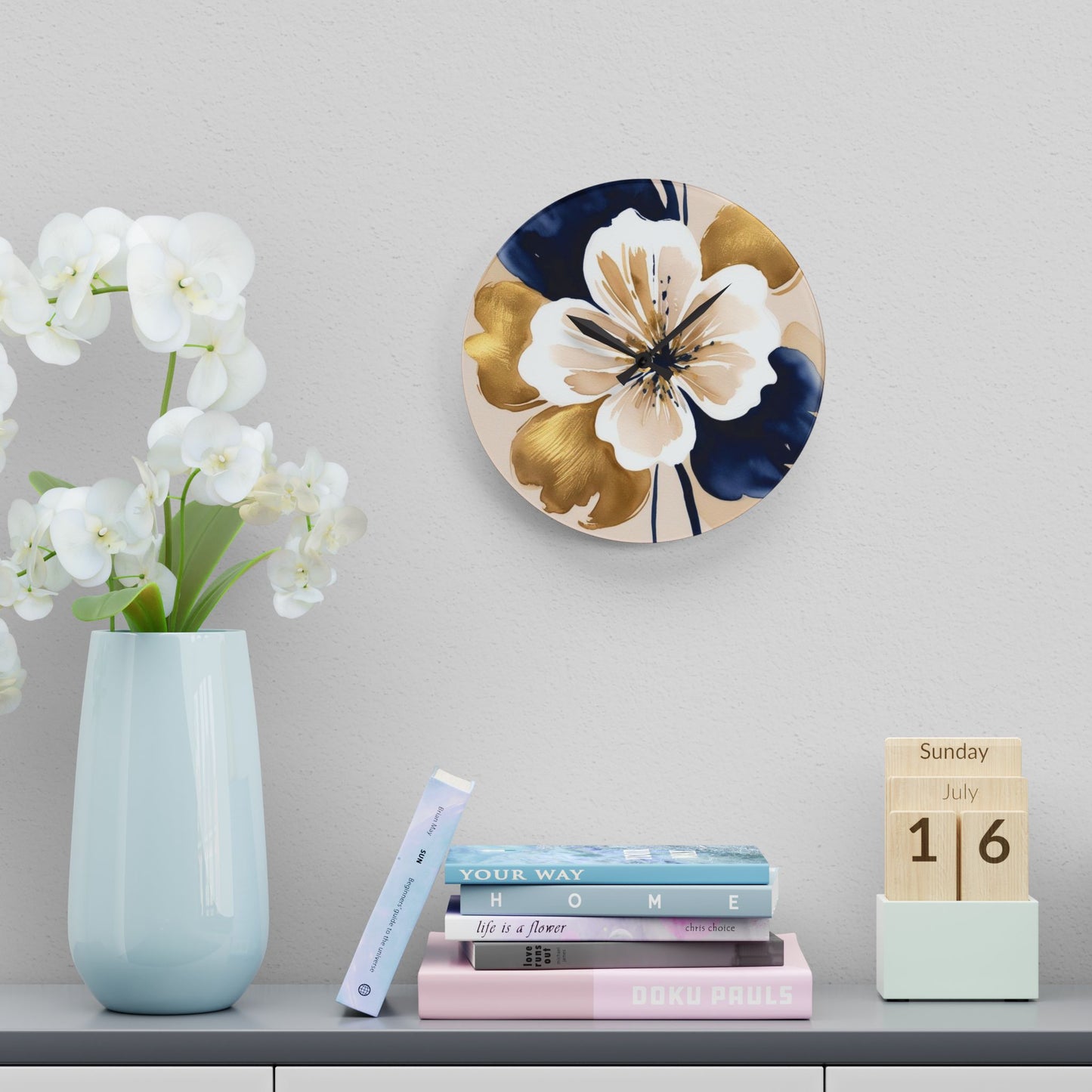 Abstract Floral Acrylic Wall Clock