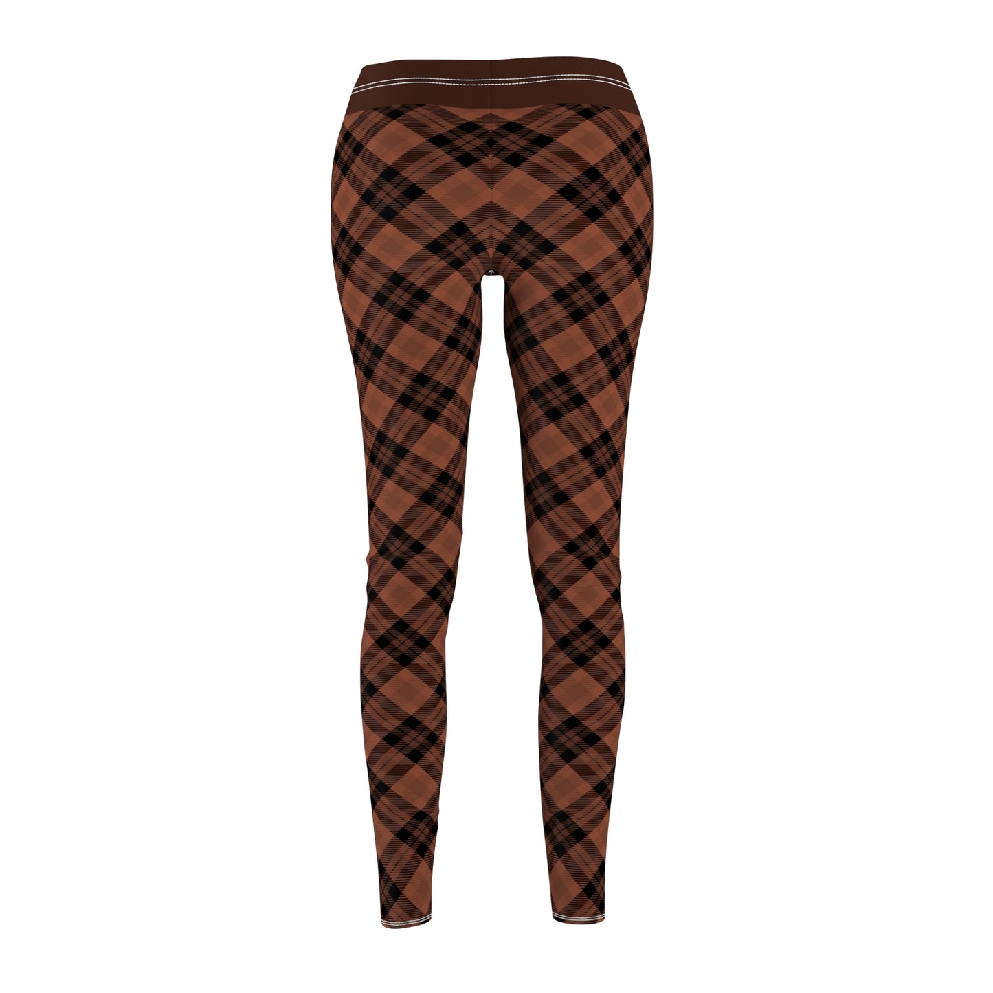 Brown w/Cocoa Trim Women's Cut & Sew Casual Leggings (AOP)